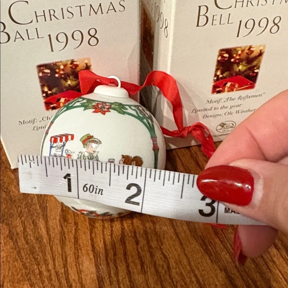 Hutschenreuther 1998 limited edition Holiday Bell / Ball porcelain Ornament Set